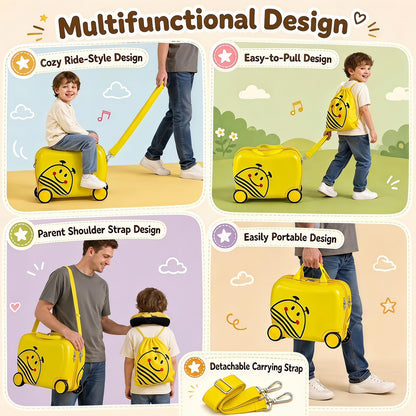 3-Piece Bee Design Kids Bee Design Set with Rucksack & Neck Pillow for Ages 3+