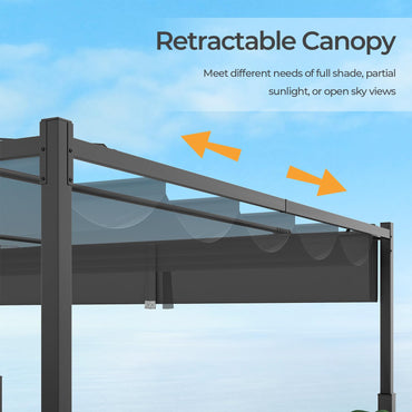 3.1m X 3.1m Metal Pergola with Retractable Roof