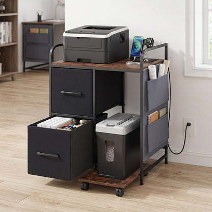 Metal File Cabinet, Printer Stand with Rolling Shredder Stand