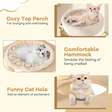 151cm Wooden Cat Climbing Tower with 2-Story Condo