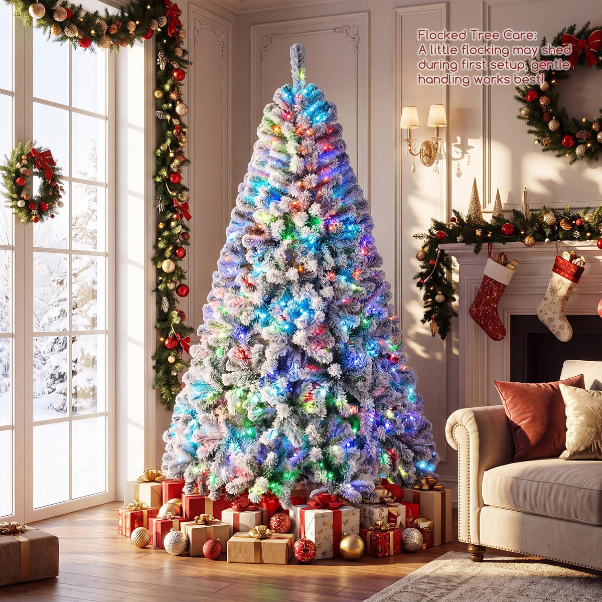 6FT Pre-lit Christmas Tree with 300 RGB LED Lights