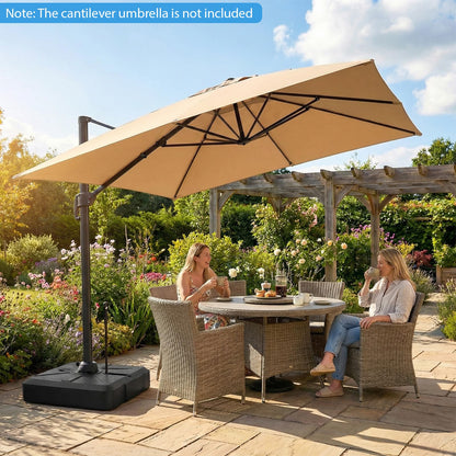 Cantilever Umbrella Base, 150kg Water or Sand Fillable Patio Weighted Umbrella Stand