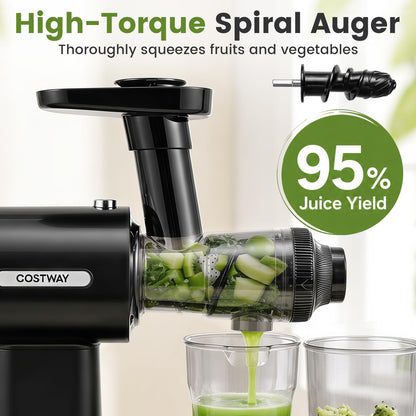 Cold Press Juicer Machine with Reverse Function, Pusher & Brush