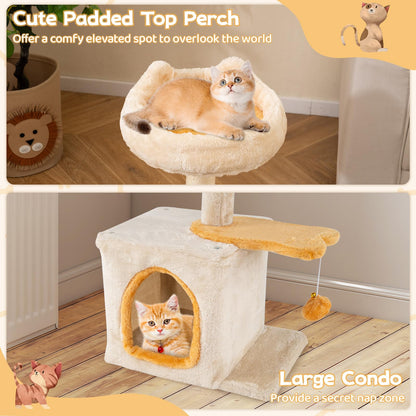 Cat Tree, Multi-Layer Cats Tower with Plush Perch, Condo
