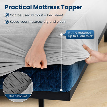 Twin/Queen/King Size Luxury Super Soft Velvet Mattress Protector