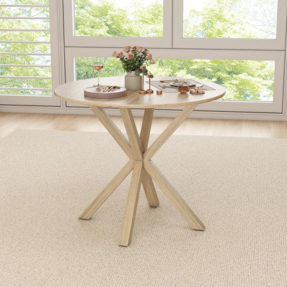 90CM Wood Dining Table with Intersecting Pedestal Base