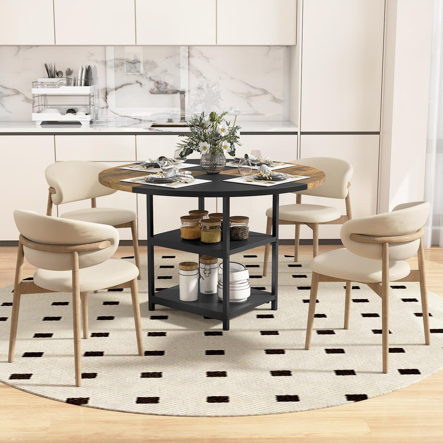 120 cm Dining Table with 2-tone Color-blocked Design