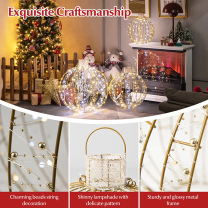 3 Pieces Christmas LED Ball Lights with 30 Cable Ties for Tree Lawn Garden