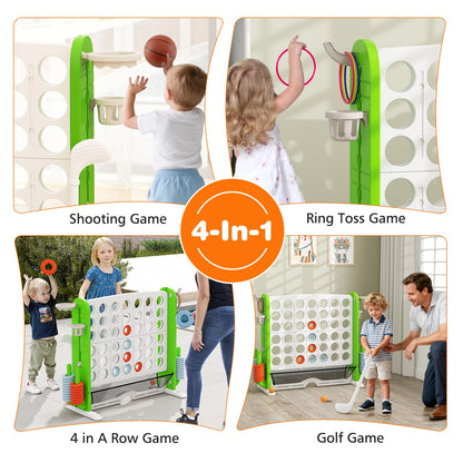 Jumbo 4-in-a Row Game Set with Basketball Hoop and 42 Rings