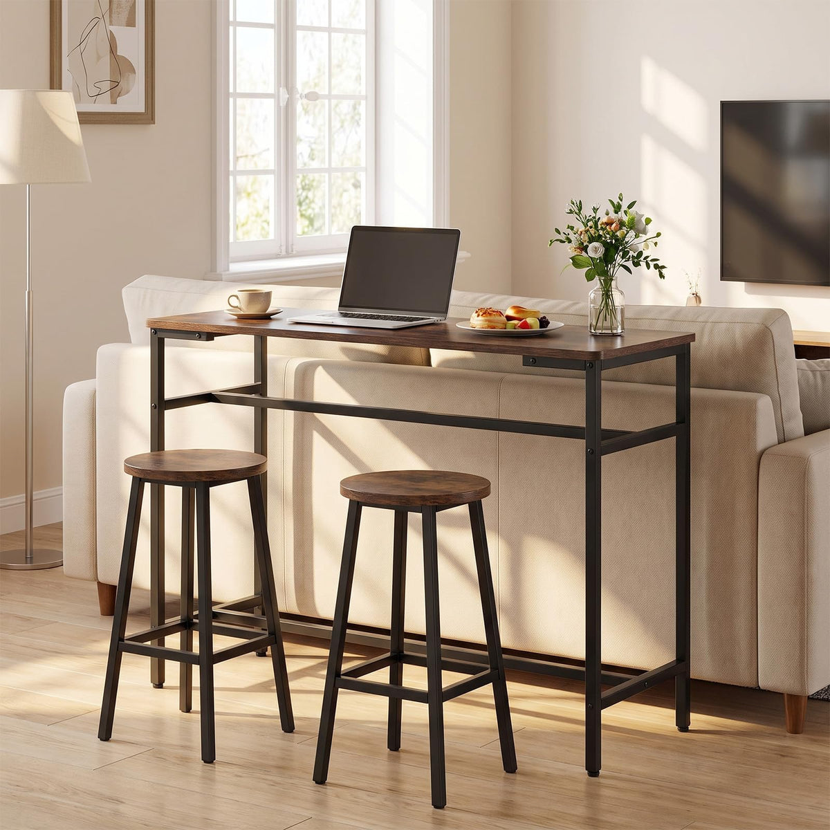100cm Industrial Bar Table with Footrest