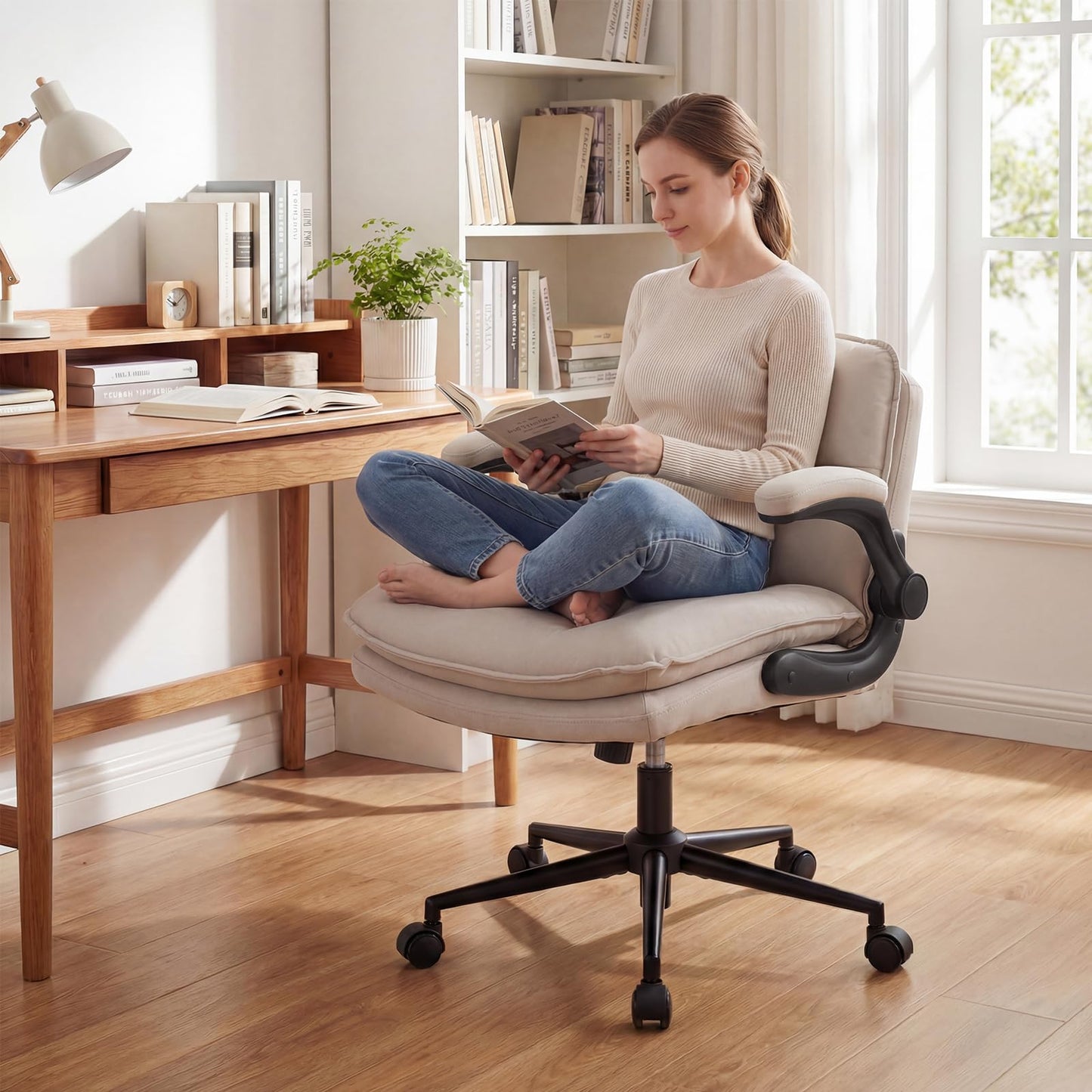Criss Cross Office Chair on Wheels, Wide Seat Desk Chair