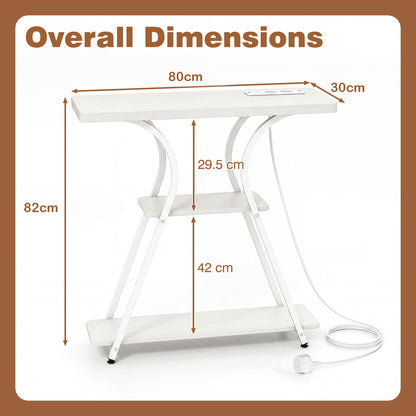 Console Table with LED Light and Power Outlet, 3-Tier Narrow Entryway Table