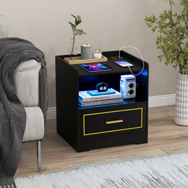 LED Nightstand with USB and Type-C Port