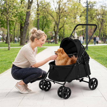 Pet Stroller, Foldable Dog Pushchair with 360°Swivel Wheels