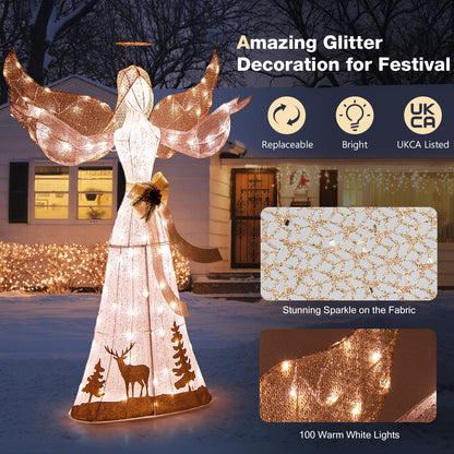 150 cm Lighted Christmas Angel Decoration with 100 LED Lights