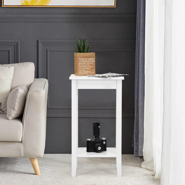 40x30x74cm Wooden Narrow Nightstand Sofa Side Table with Storage Shelves