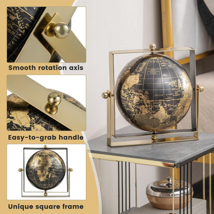 Giantex 25cm World Globe 720° Rotating Antique Earth Map with Square Frame Stand