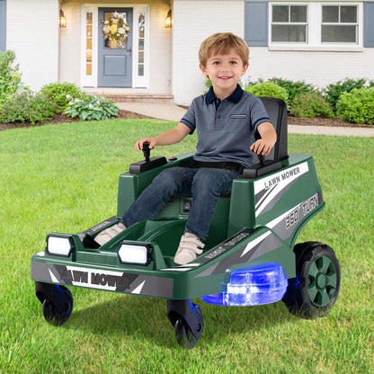 12V Ride on Lawn Mower for Kids with Dual Control Sticks and LED Lights