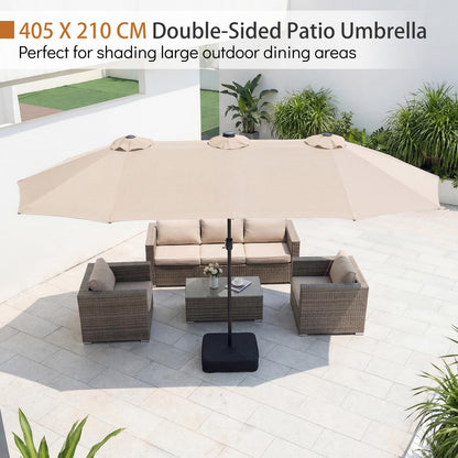 4M Double-Sided Parasol, Outdoor Extra Large Sun Umbrella with Base