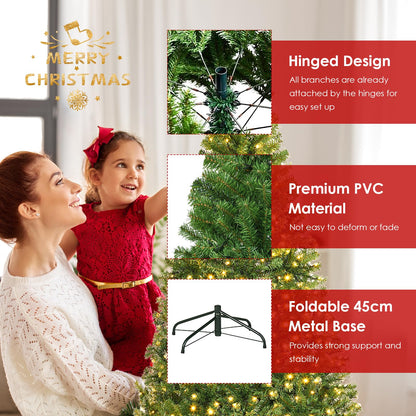 6 FT Pre-Lit Artificial Christmas Tree with 350 Warm White and Multicolored LED Lights