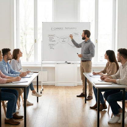 Double Sided Magnetic Whiteboard, Mobile Reversible Dry Erase Board with Black Markers