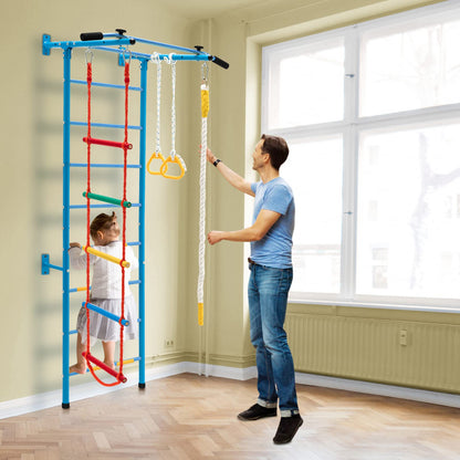 Swedish Ladder Set with Climbing Frame Pull-up Bar Ropes and Rings