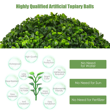 Set of 2 Artificial Topiary Balls with White Flowers
