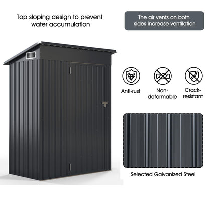 5x3FT Metal Garden Shed Galvanized Outdoor Storage Shed with 2 Air Vents
