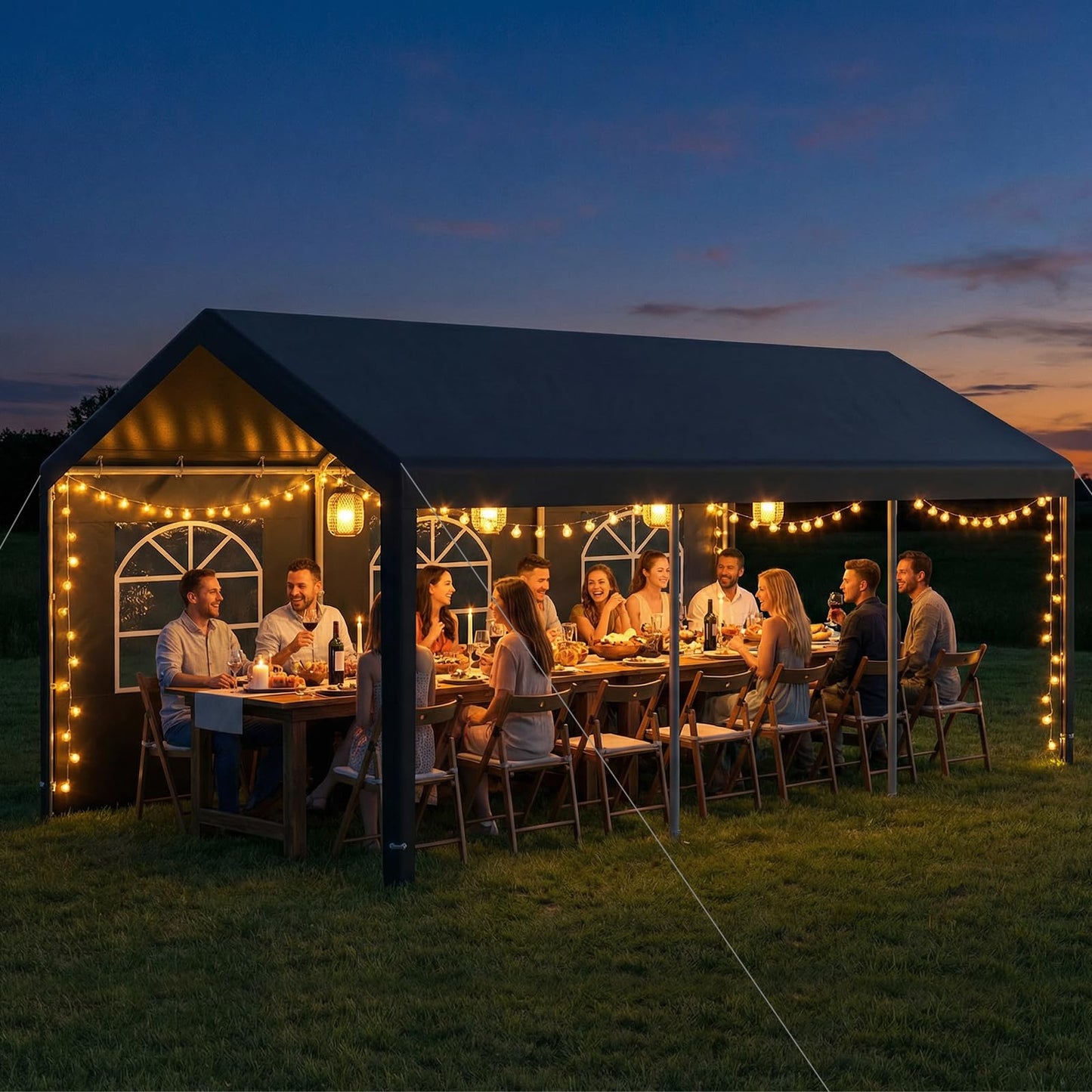 10 x 20FT Carport, Heavy Duty Car Canopy with Water-Resistant PE Tarp