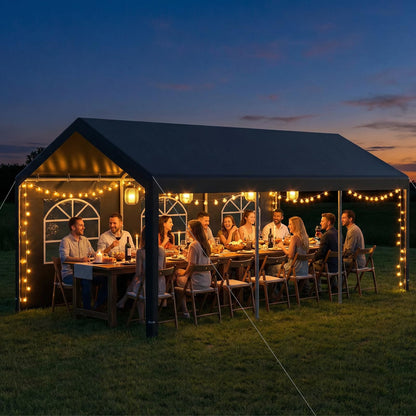10 x 20FT Carport, Heavy Duty Car Canopy with Water-Resistant PE Tarp