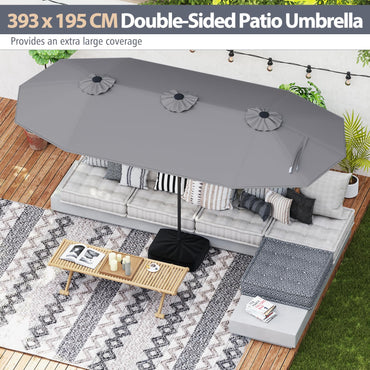 4m Outdoor Extra Large Double-sided Patio Parasol with Base