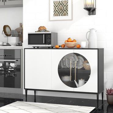 Wooden Storage Cabinet with 3 Doors for Dining Living Room