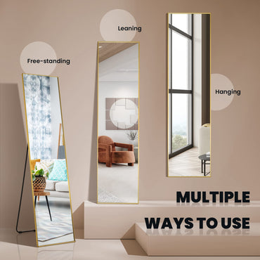 160x40cm Wall Mounted/Leaning/Free Standing Aluminum Alloy Frame Floor Mirror