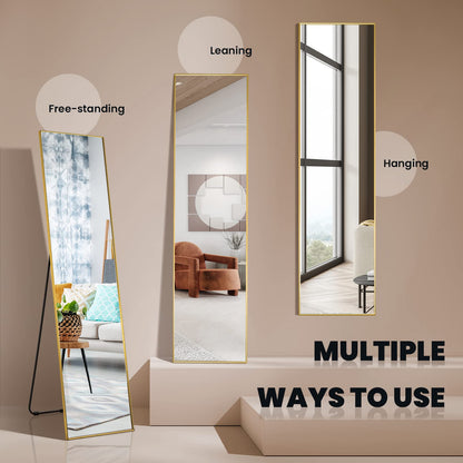 160x40cm Wall Mounted/Leaning/Free Standing Aluminum Alloy Frame Floor Mirror