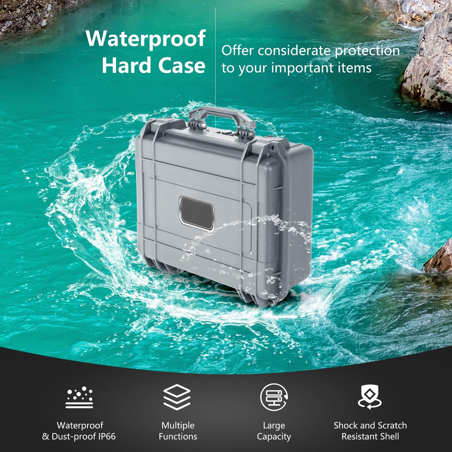 GiantexUK Waterproof Hard Case, Protective Camera Case with Customized Foam