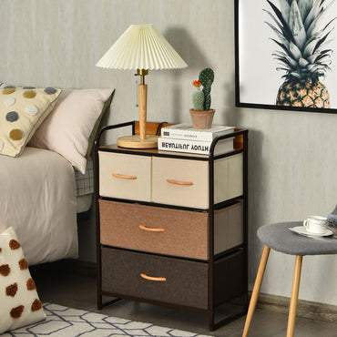 Vertical Dresser Storage Tower with Wooden Top and 4 Drawers