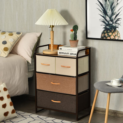 Vertical Dresser Storage Tower with Wooden Top and 4 Drawers