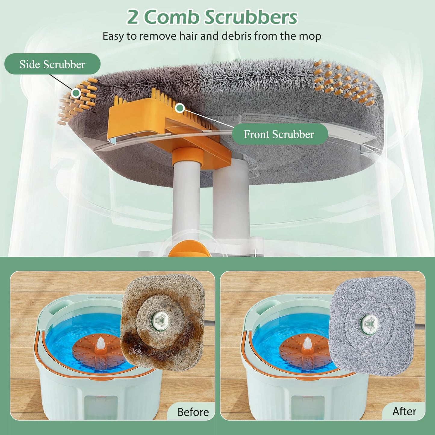 Spin Mop and Bucket Set Separation Dirty and Clean Water System