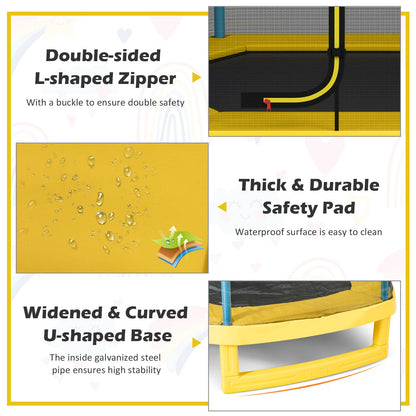 7ft Kids Trampoline  Heavy Duty Hexagonal Trampolines with Safety Enclosure Net