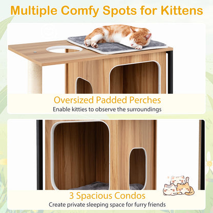 133cm Multi-level Cats Climbing Tower with Scratching Posts