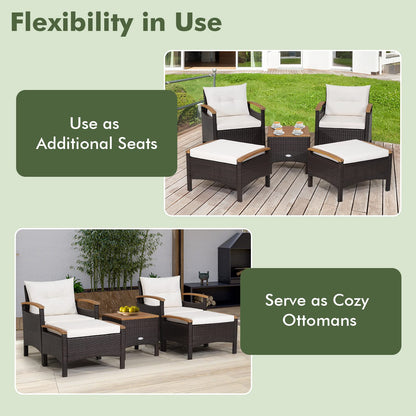 5-Piece Outdoor Acacia Wood Wicker Conservatory Set