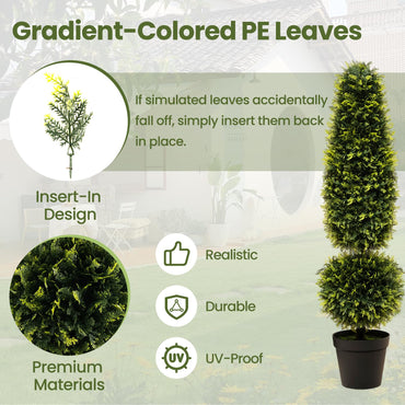 120 CM Artificial Boxwood Topiary Tree with Cement-Filled Flowerpot