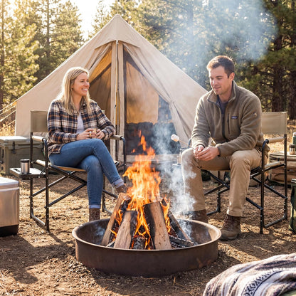 Folding Directors Chair, Oversized Camping Chairs with Side Table and Cup Holder