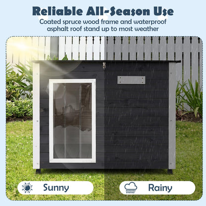 Wooden Dog House, Outdoor Weatherproof Pet Shelter