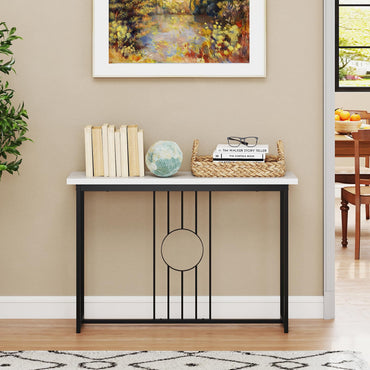 Modern Faux Marble Slim Entryway Table Sofa Side Tables