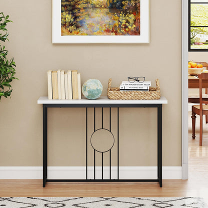 Modern Faux Marble Slim Entryway Table Sofa Side Tables