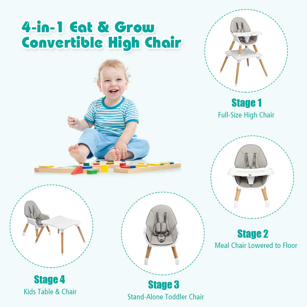 4 in 1 Convertible High Chair
