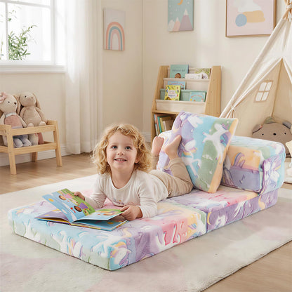 Glow In the Dark Kids Couch with Washable Zippered Covers and Extra Pillow
