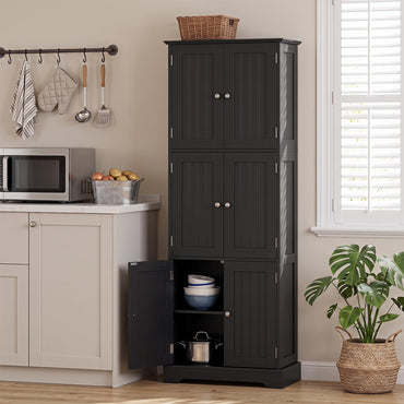 Tall Kitchen Cupboard, 6-Tier Storage Cabinet with 6 Doors