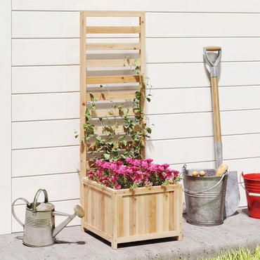 Wooden Planter with Trellis, Raised Garden Bed with Drainage Holes
